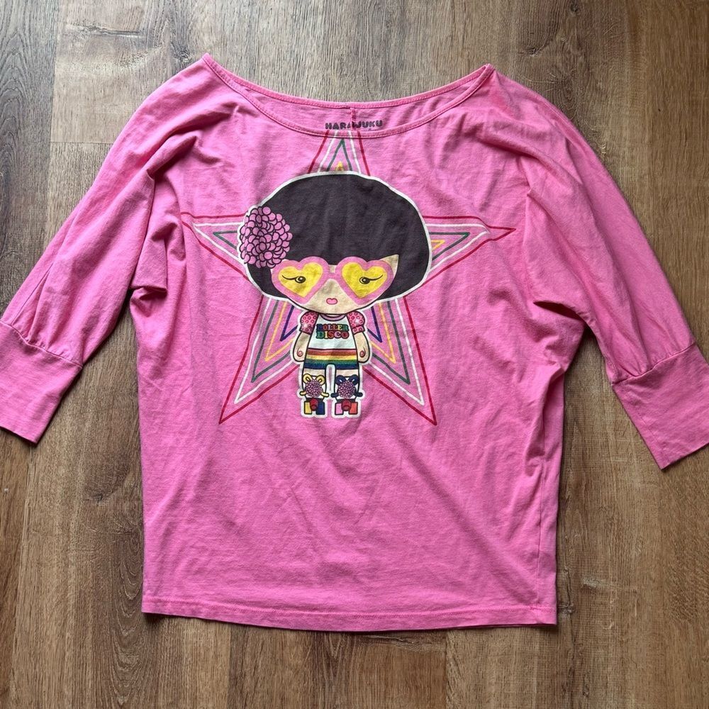 Harajuku Lovers Vintage 2005 RARE Roller Disco Tee Shirt Women’s Small Y2K